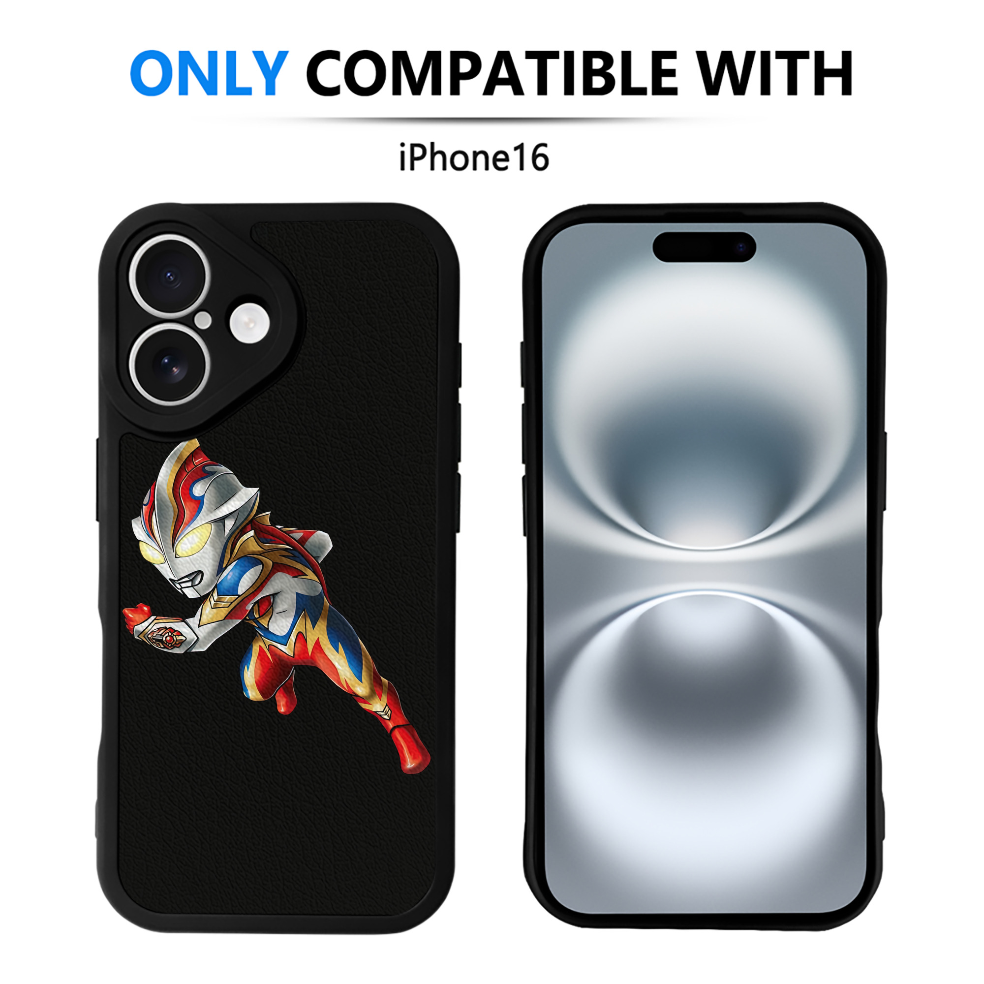 （画像用） ウルトラマン Ultraman 【iPhone 16シリーズ対応】シリコンスマホケース（レザー調） 材質：シリコン